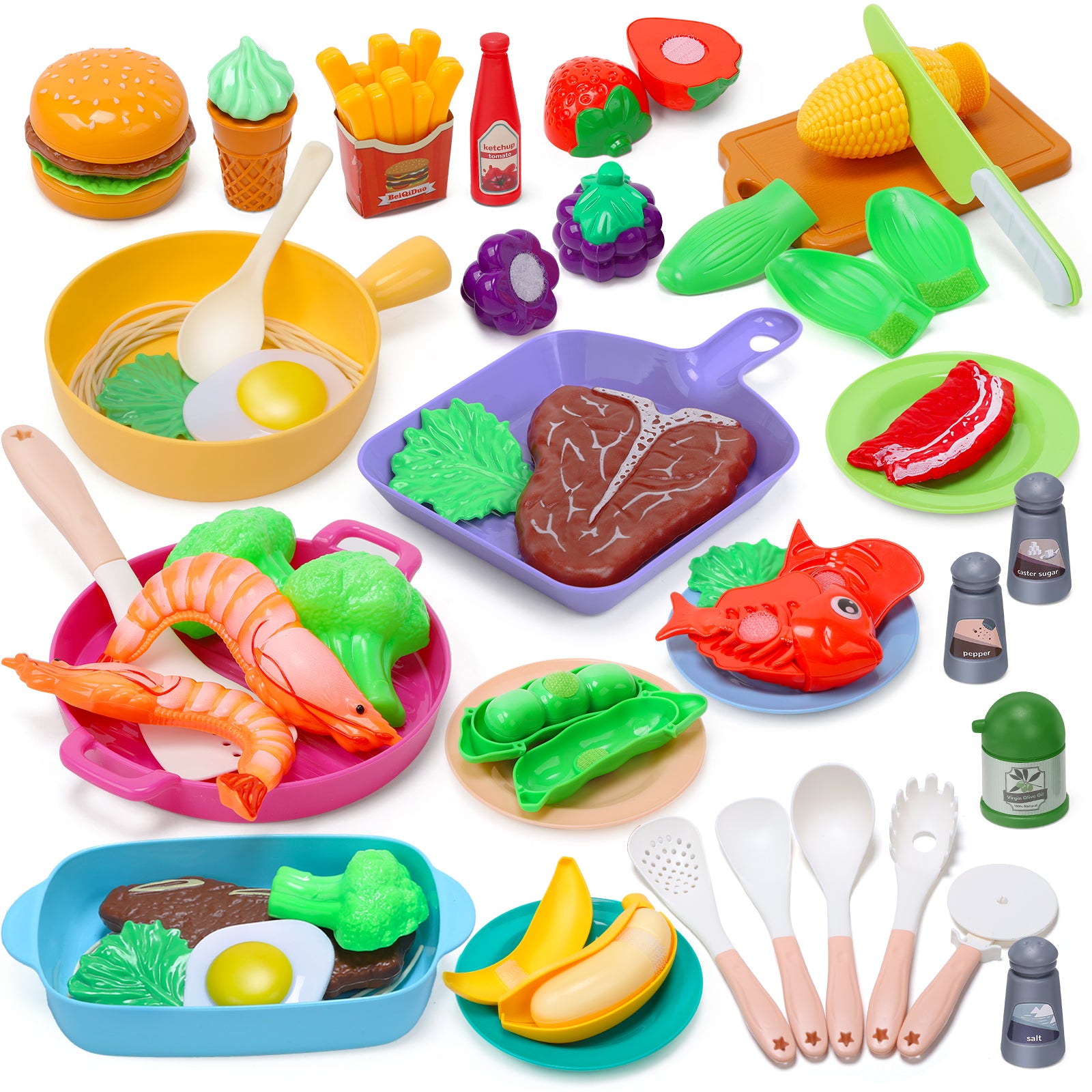 Food Toy Set Kitchen Play Toys Pretend Play Fast Food Toy Set