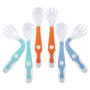 CUTE STONE Forks and Spoons for Babies,Baby Forks and Spoons Set – Soft-Tip Self-Feeding Utensils, Training Forks & Spoons for Infants & Toddlers (6-24 Months)