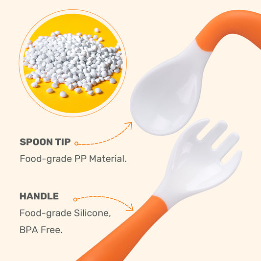 CUTE STONE Forks and Spoons for Babies,Baby Forks and Spoons Set – Soft-Tip Self-Feeding Utensils, Training Forks & Spoons for Infants & Toddlers (6-24 Months)