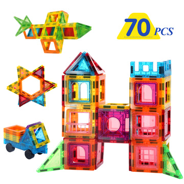 CUTE STONE Toy Building Blocks, Magnetic Tiles STEM Building Blocks – Educational Construction Toy with Storage Bag, Creative Learning Gift for Kids Ages 3-8
