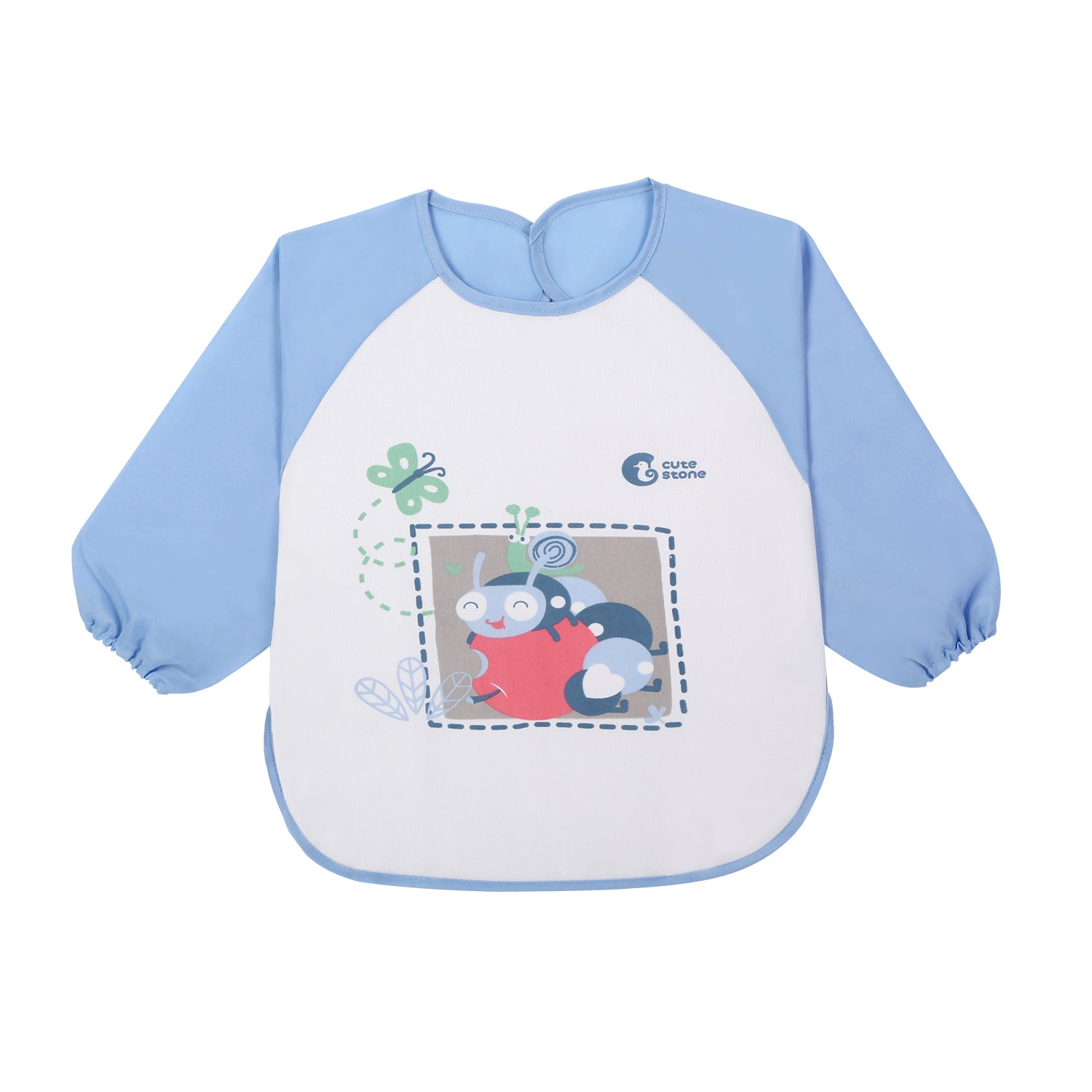 CUTE STONE Infant Wear, Waterproof Baby Bibs for Painting, Eating & Play - Reusable Smock with Easy Wipe Clean, Adjustable Velcro, Breathable Fabric - Eco Friendly Infant & Toddler (6-24 Months)