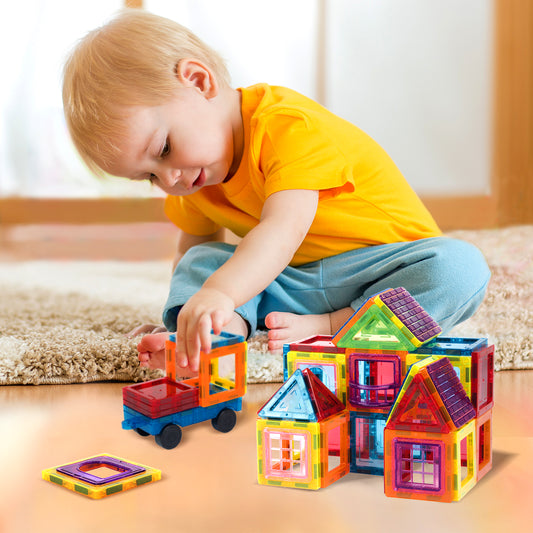 CUTE STONE Toy Building Blocks, Magnetic Tiles STEM Building Blocks – Educational Construction Toy with Storage Bag, Creative Learning Gift for Kids Ages 3-8