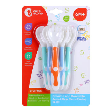 CUTE STONE Forks and Spoons for Babies,Baby Forks and Spoons Set – Soft-Tip Self-Feeding Utensils, Training Forks & Spoons for Infants & Toddlers (6-24 Months)