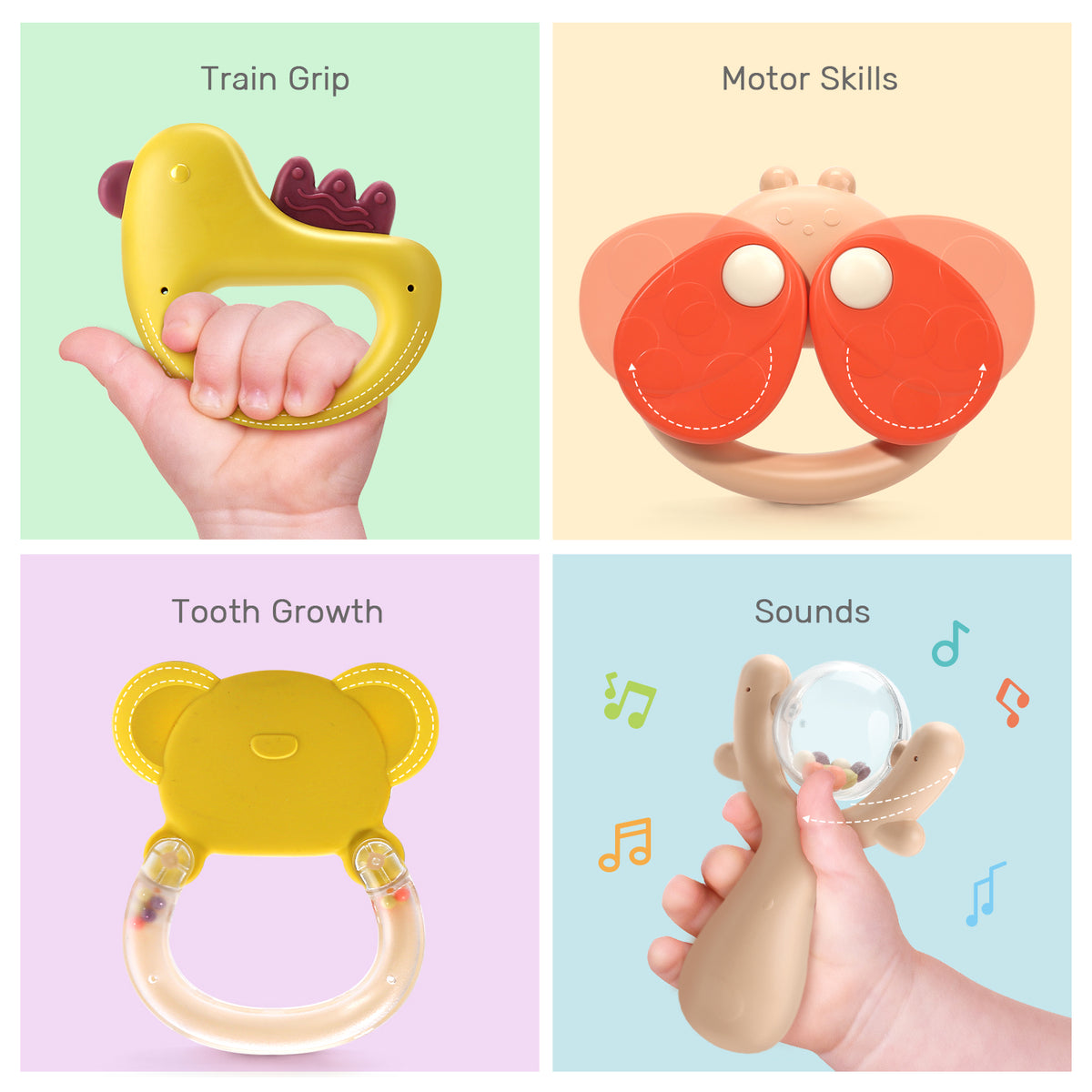 Cute Rattles CUTE STONE Baby Rattles, Multifunctional Baby Rattle with Music & Ligh