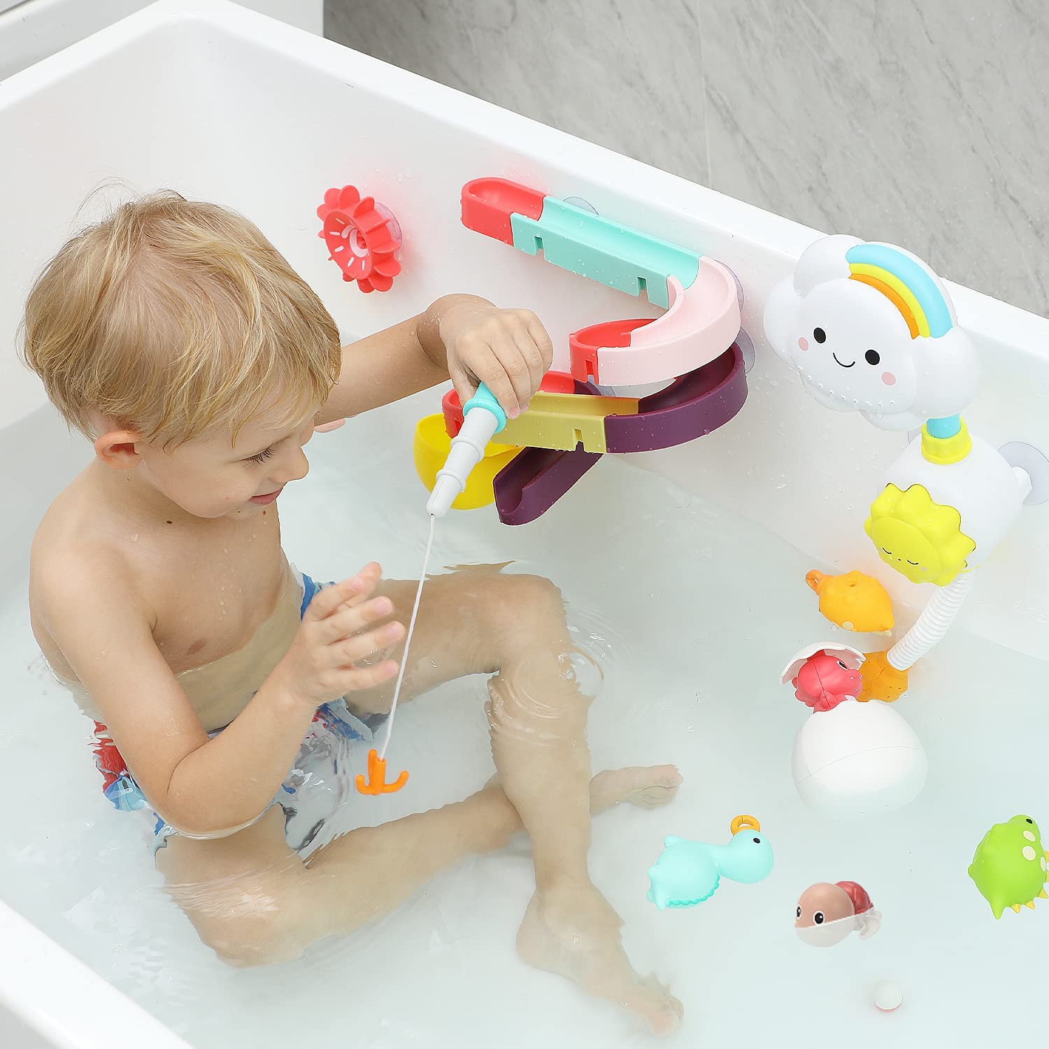 CUTE STONE Bath Toy Bathtub Toy with Shower and Floating Squirting Toy