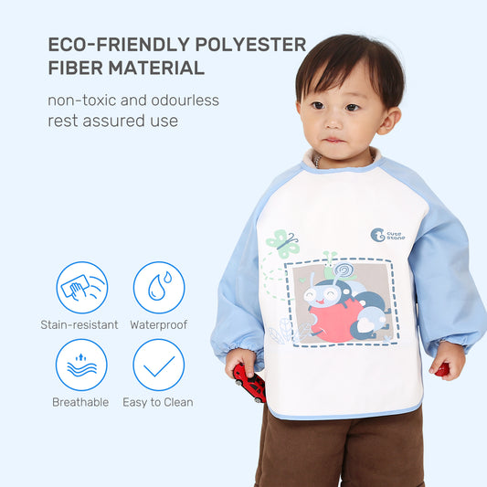 CUTE STONE Infant Wear, Waterproof Baby Bibs for Painting, Eating & Play - Reusable Smock with Easy Wipe Clean, Adjustable Velcro, Breathable Fabric - Eco Friendly Infant & Toddler (6-24 Months)
