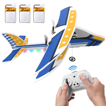 CUTE STONE Remote Control Toy Glider, RC Plane, 2.4GHZ Remote Control Airplane W/ 3 Batteries & 6-axis Gyro Stabilizer, 2CH RTF RC Glider Toy for Beginners Kids Boys Girls Adults