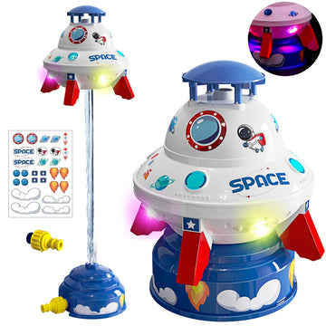 CUTE STONE Water Squirting Toys, Water Sprinkler for Kids Toys,Outdoor Summer UFO Water Rocket with Light Up Liftoff 9-16ft & Spin,Water Toy Backyard Lawn