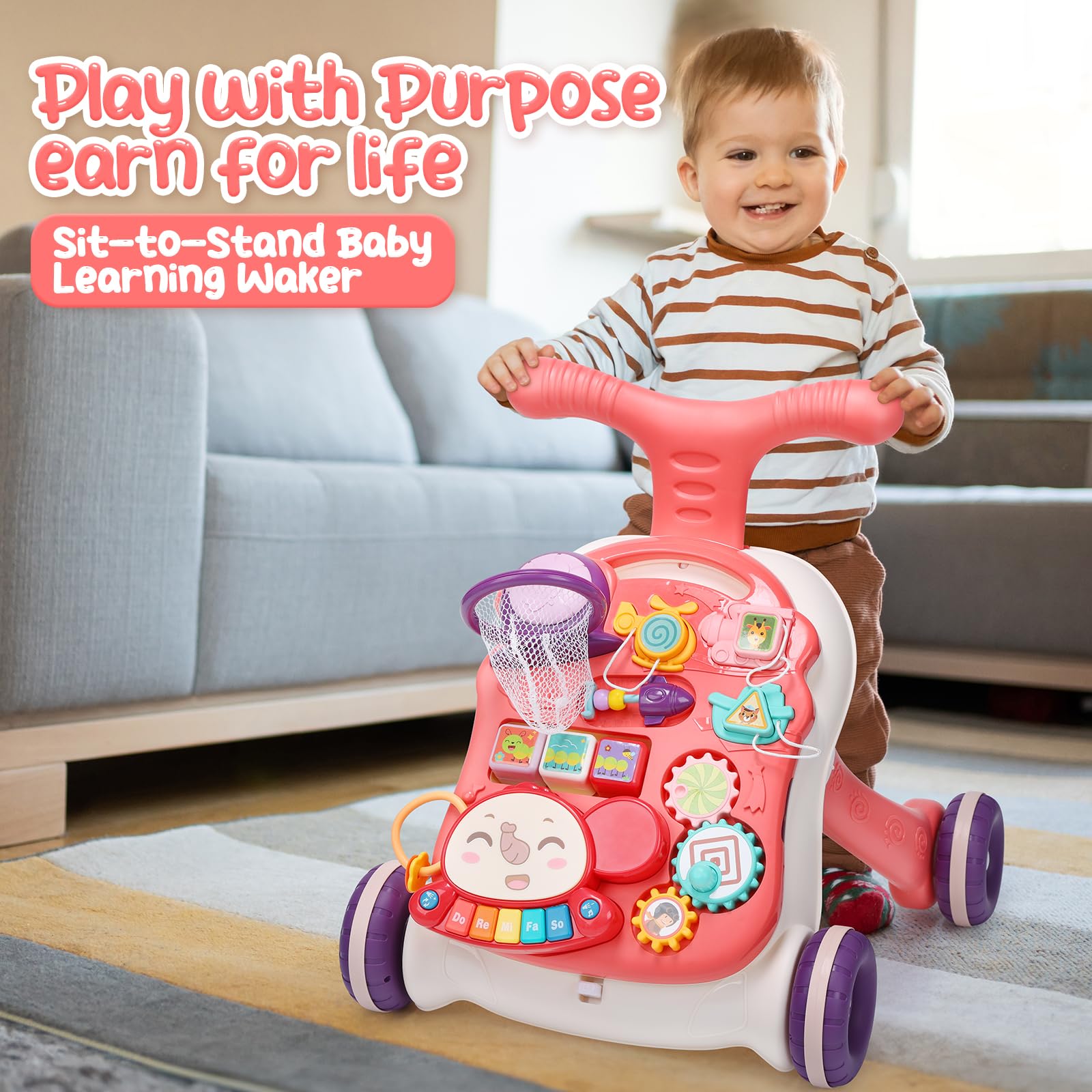 push and ride alphabet train pink