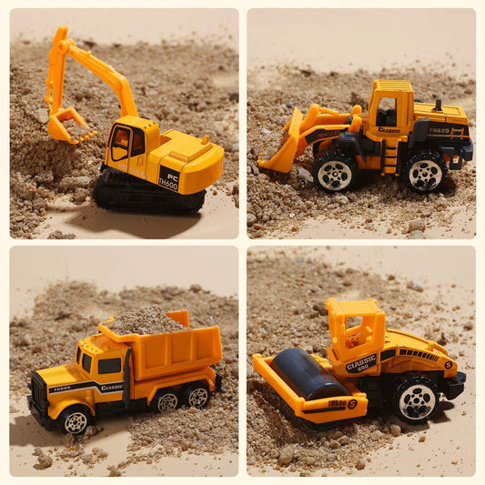 CUTE STONE Toy Vehicles,  25 in 1 Construction Vehicles Trucks Toy Push and Go Car Carrier Truck playset, Play Vehicles Toy with Sounds and Lights