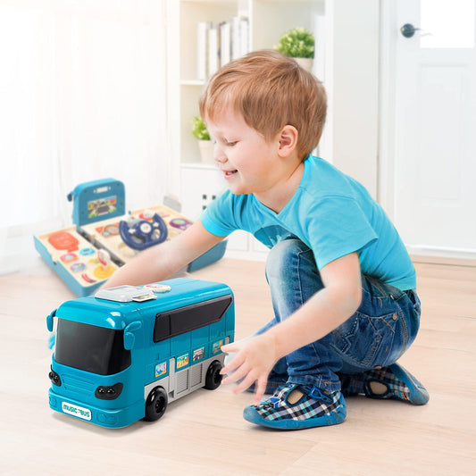 CUTE STONE Musical Toys,us Car Toy, Kids Play Vehicle with Sound and Light, Simulation Steering Wheel, Musical School Bus Toy for Toddler