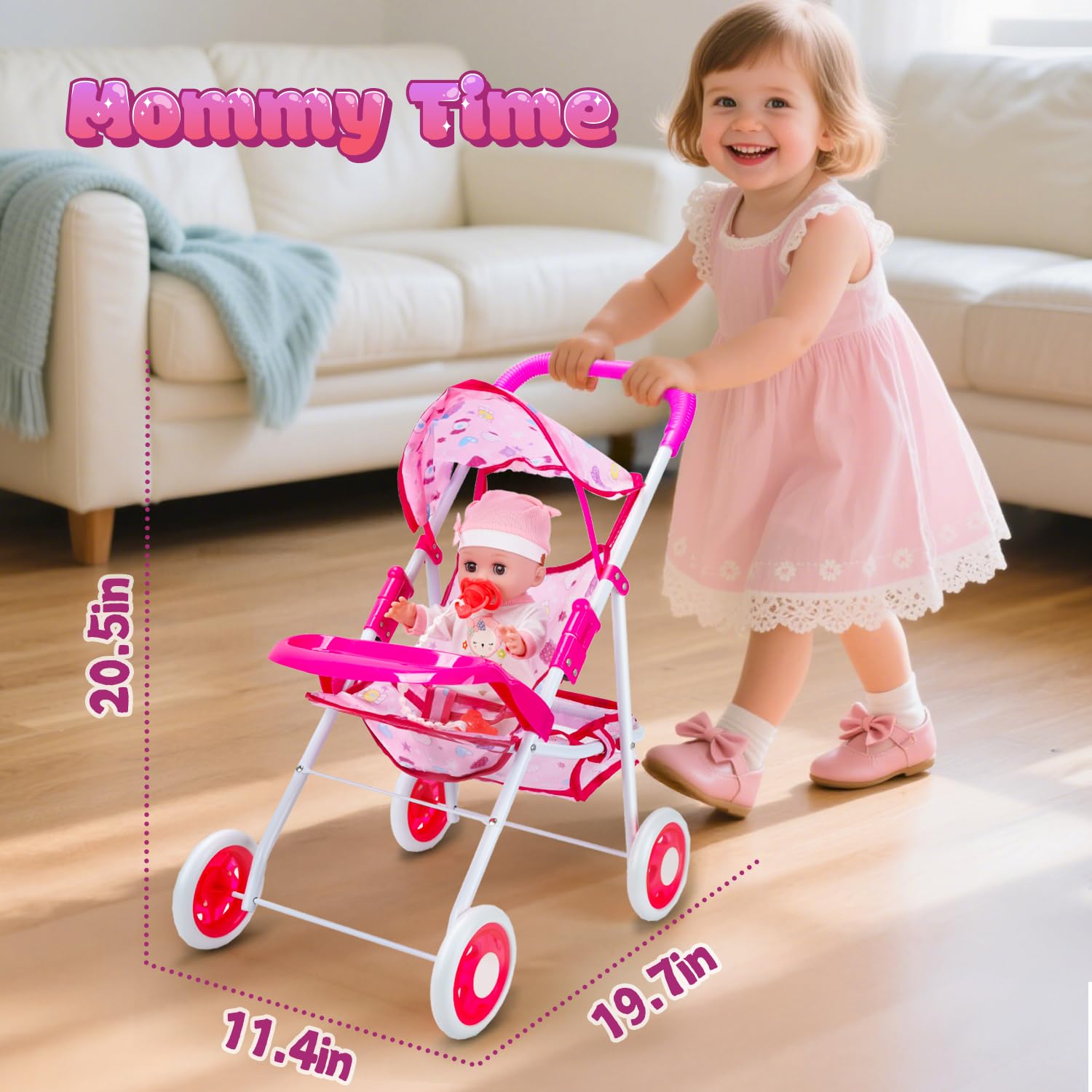 DeAO Baby Doll Stroller Crib Bed Nursery Role Play Set Baby Doll Accessories