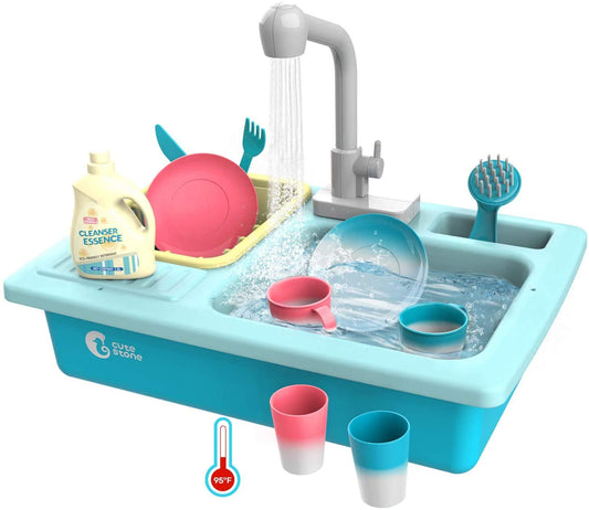 Cute Stone Toy Accessories Faucet for Kitchen Toys Sink Blue & Pink with Color-Changing Accessories
