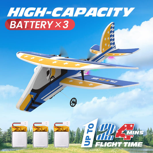 CUTE STONE Remote Control Toy Glider, RC Plane, 2.4GHZ Remote Control Airplane W/ 3 Batteries & 6-axis Gyro Stabilizer, 2CH RTF RC Glider Toy for Beginners Kids Boys Girls Adults