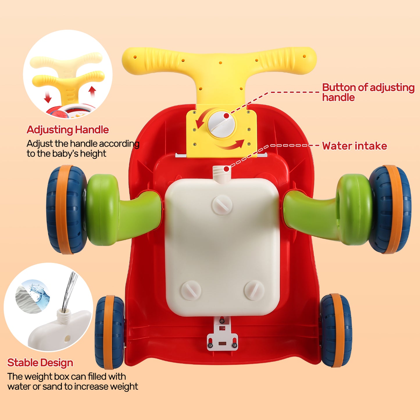 CUTE STONE 2 in 1 Baby Sit-to-Stand Learning Walker, Early Educational Child Activity Center