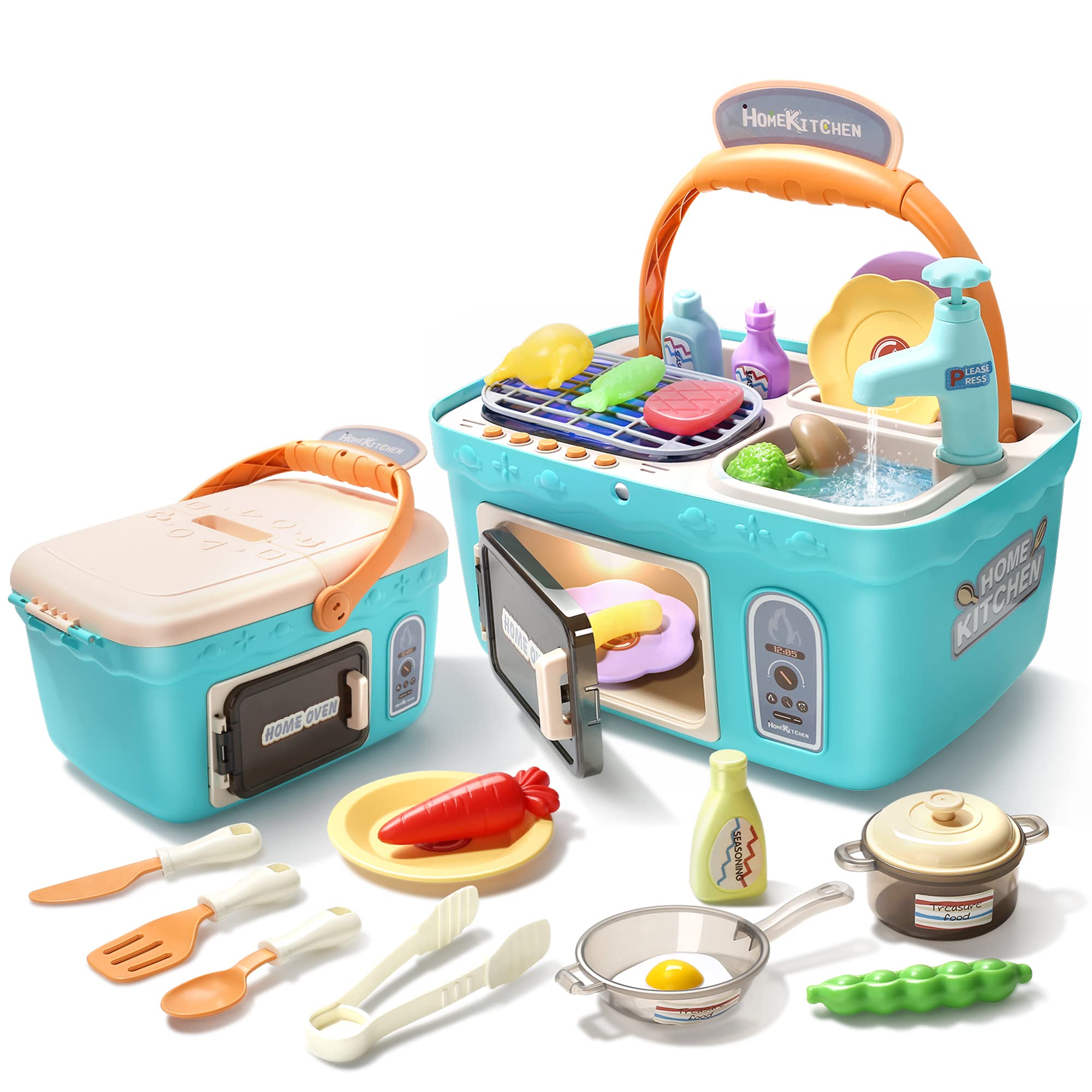 CUTE STONE Microwave Toys Kitchen Play Set, Kids Pretend Play Electronic  Oven with Play Food, Kids Cookware Pot and Pan Toy Set, Cooking