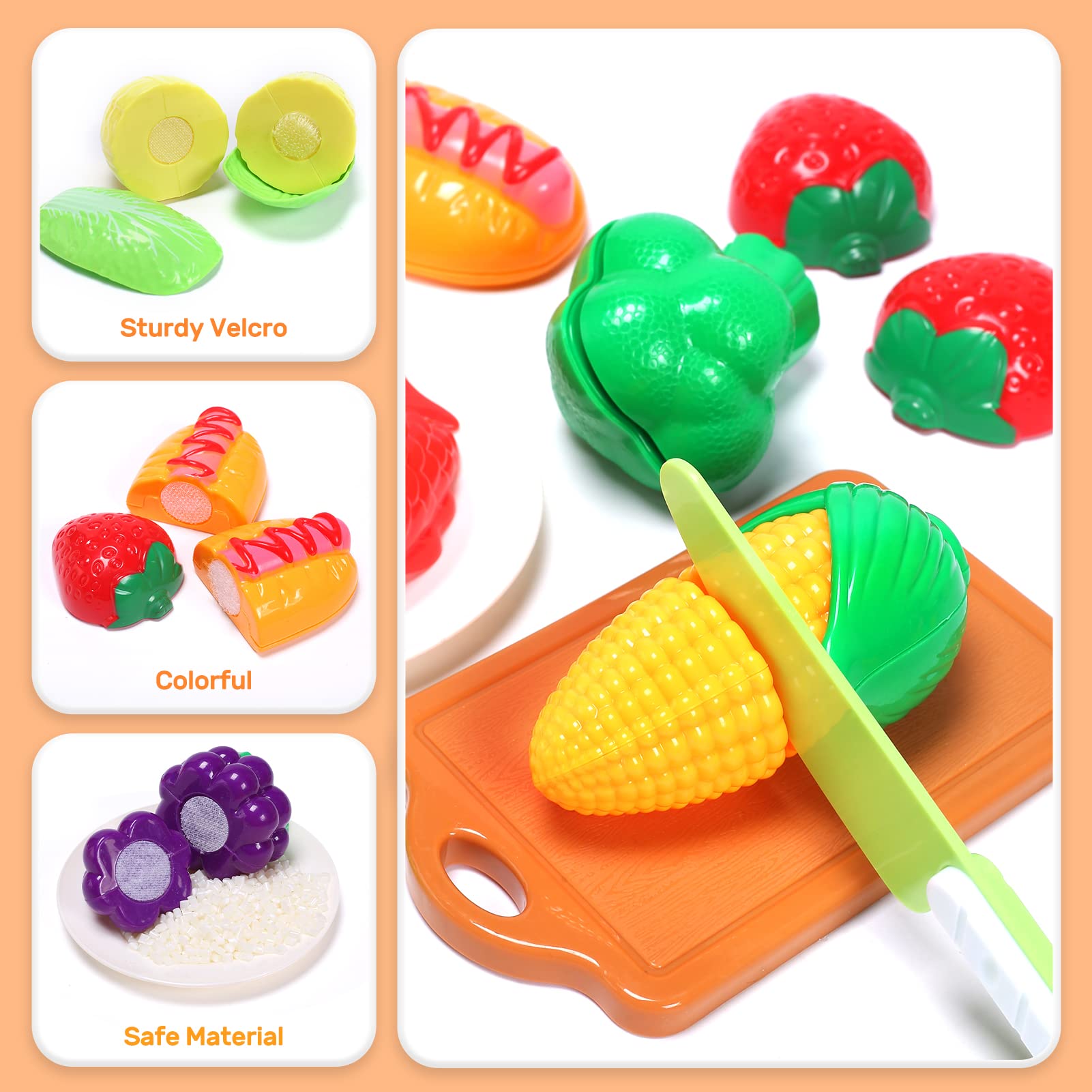 CUTE STONE Play Kitchen Accessories Toy Play Food Sets for Kids Kitch