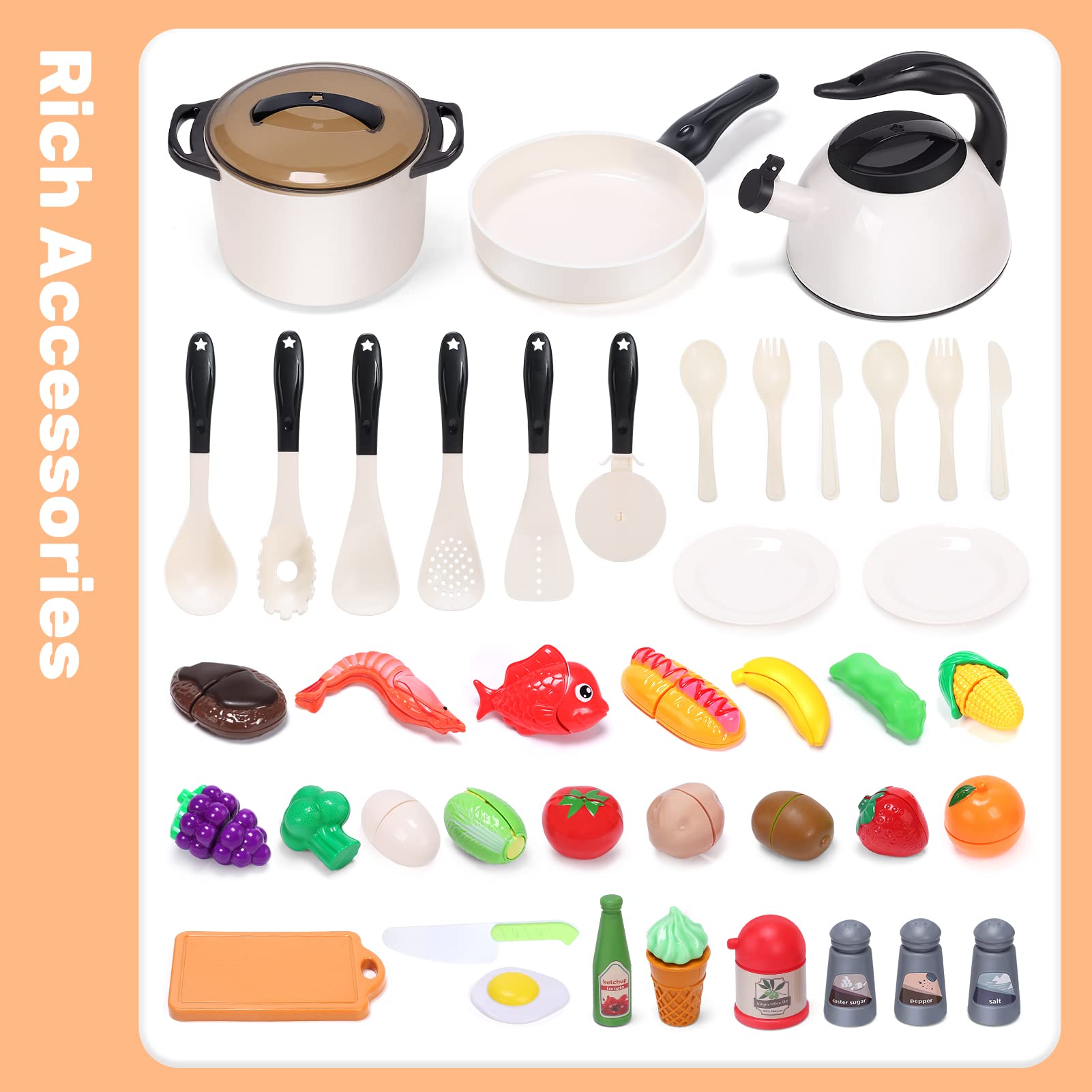 CUTE STONE Microwave Toys Kitchen Play Set, Kids Pretend Play Electronic  Oven with Play Food, Kids Cookware Pot and Pan Toy Set, Cooking